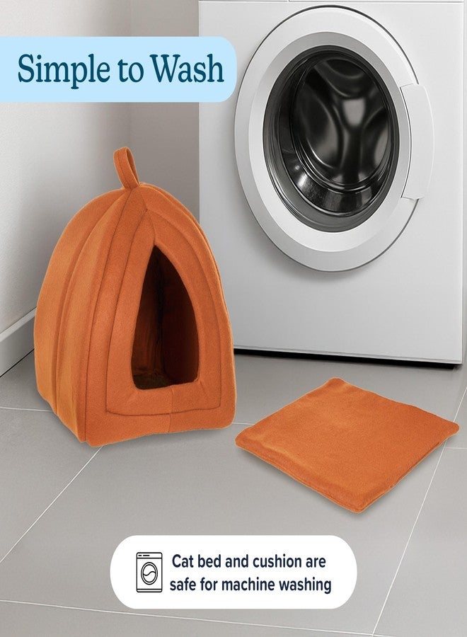 PETMAKER Cat House - Indoor Cat Bed with Removable Foam Cushion - Pet Tent for Kittens, Rabbits, Guinea Pigs, and Other Small Animals by PETMAKER (Brown) - Image 5